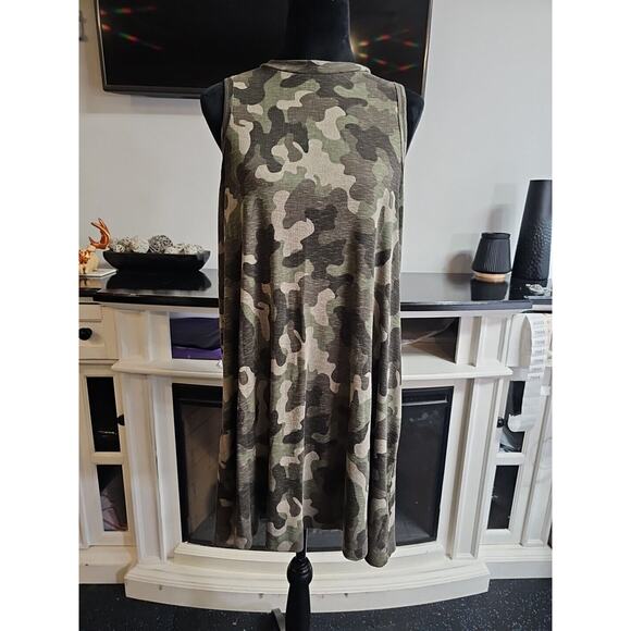 True Craft Dress Womens XL Camoflauge Sleeveless Ribbed Tshirt Dress - Picture 1 of 8